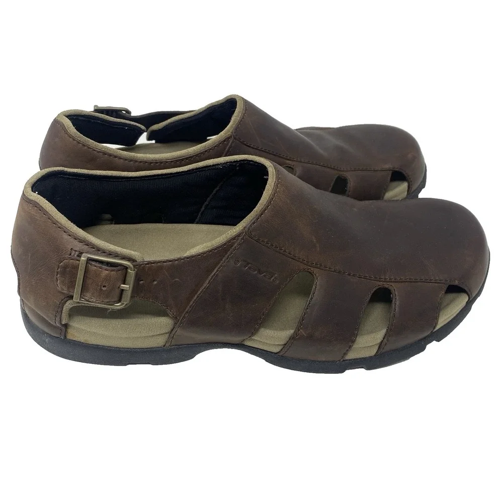 Teva Men 13 Waterproof Brown‎ Genuine Leather Close Toe Casual Outdoors Hiking